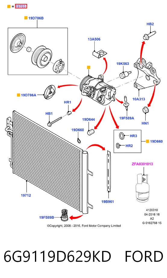 6G9119D629KD Ford Sprężarka klimatyzacji