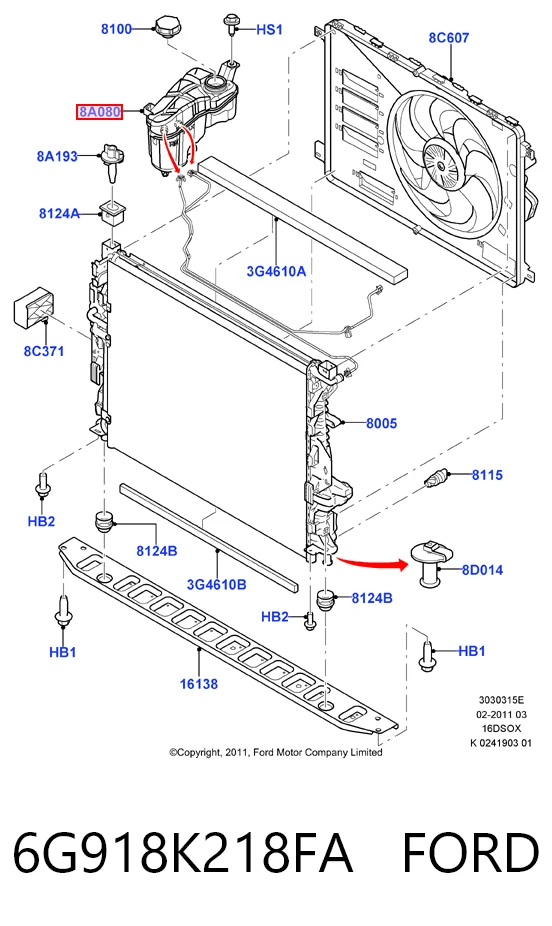 6G918K218FA Ford Zbiorniczek wyrównawczy układu chłodzenia