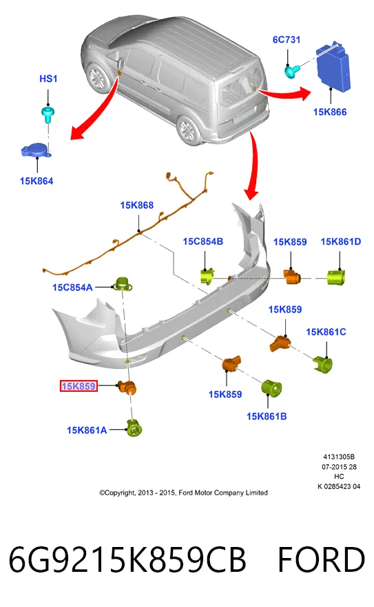 6G9215K859CB Ford Czujnik parkowania przedni boczny