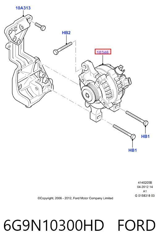 6G9N10300HD Ford Alternator