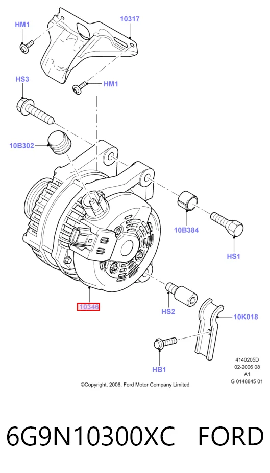 6G9N10300XC Ford Alternator