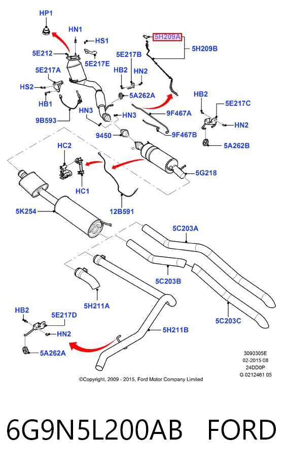 6G9N5L200AB Ford Czujnik ciśnienia spalin