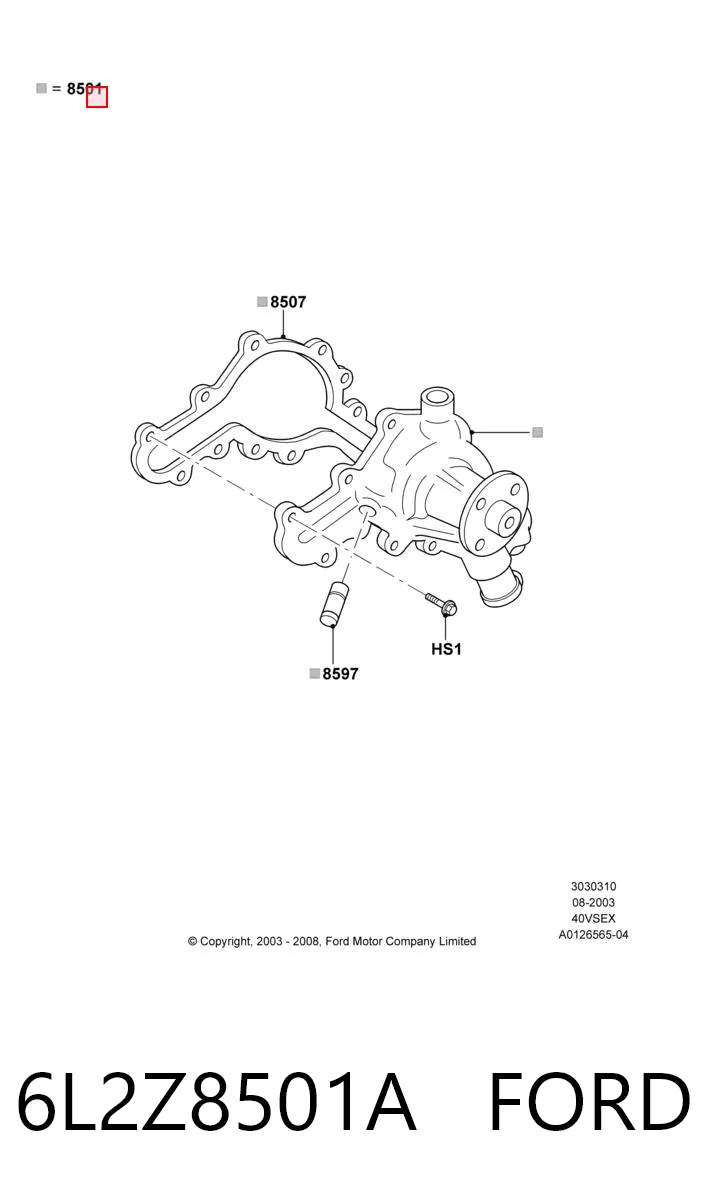 6L2Z8501A Ford Pompa chłodząca wodna