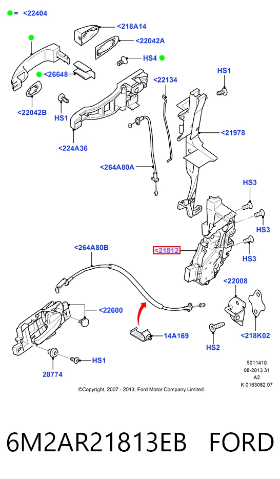 Zamek drzwi przednich lewych do Ford Mondeo IV CA2