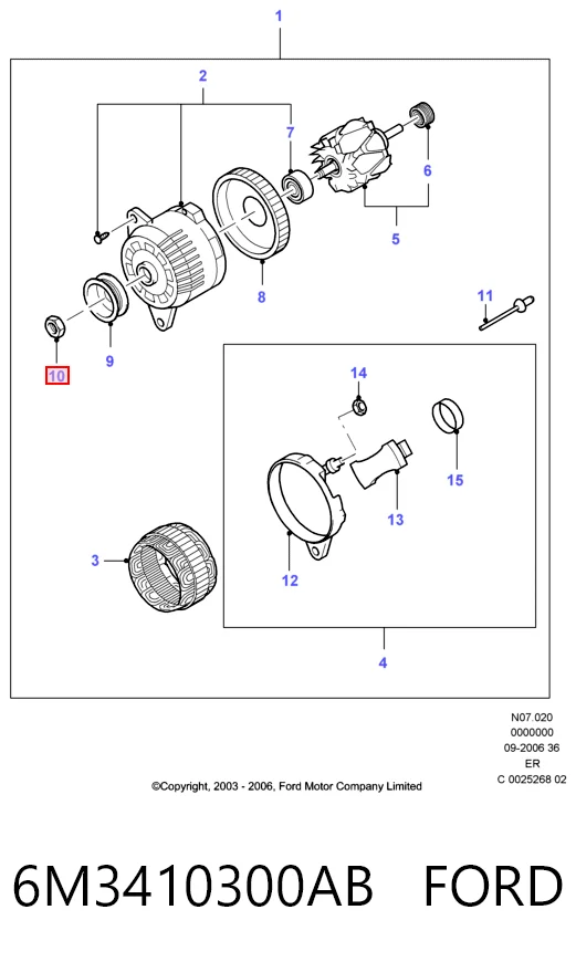 6M3410300AB Ford Alternator