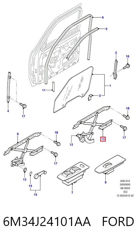 Mechanizm podnoszenia szyby drzwi przednich lewych Ford Ranger ulec poprawie (EQ) (2002 - 2006) cena, od 32,15 USD