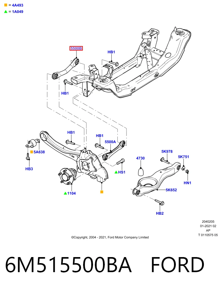 6M515500BA Ford Wahacz zawieszenia tylnego górny lewy/prawy