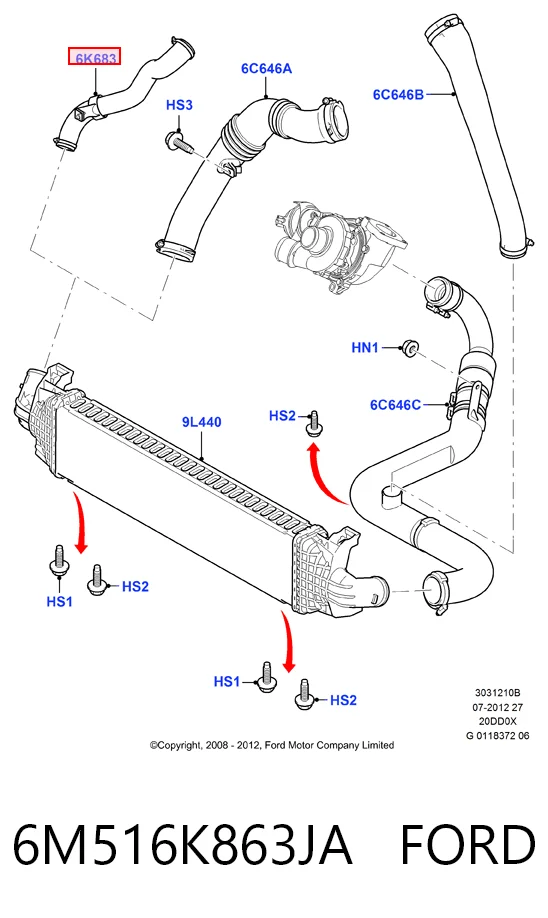 6M516K863JA Ford Przewód (króciec) intercoolera