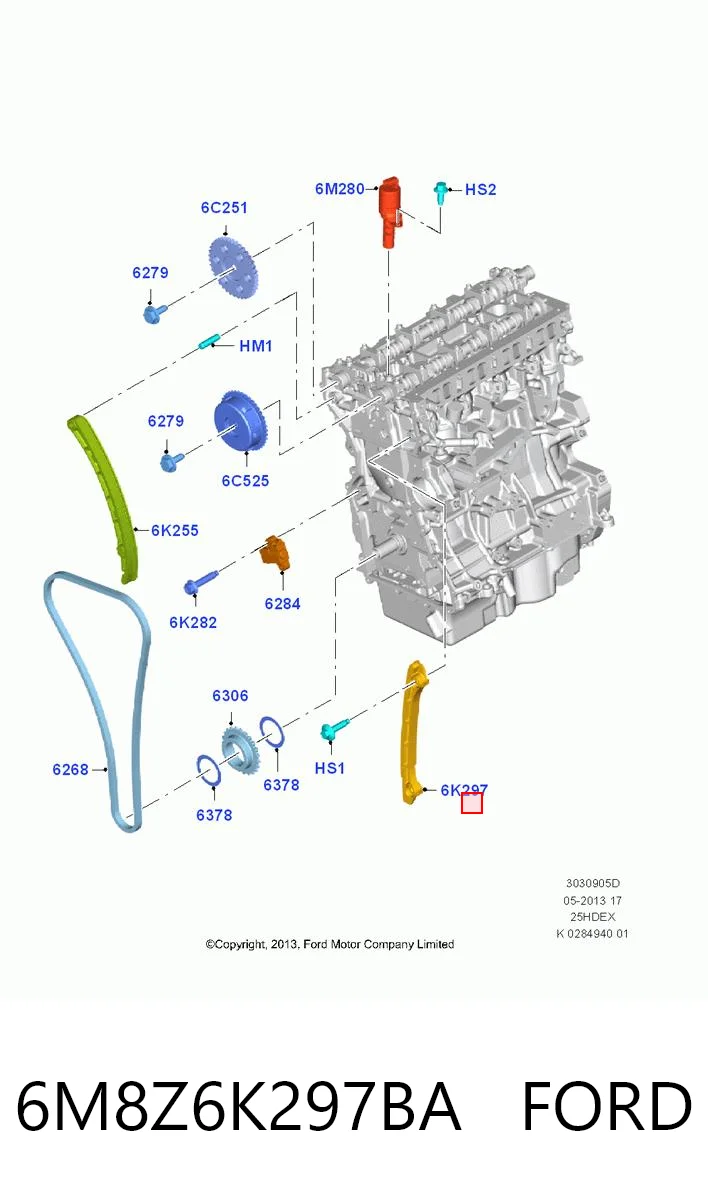 6M8Z6K297BA Ford Tłumik drgań łańcucha rozrządu dolny