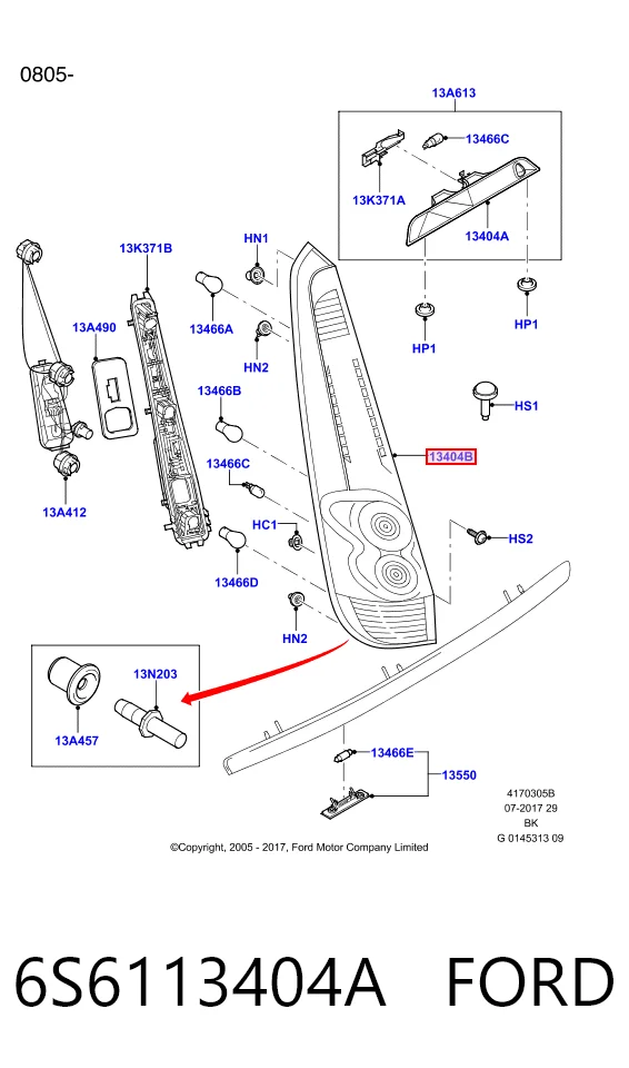 Lampa zespolona tylna prawa Ford Fiesta Mk5 hatchback (JH, JD) (2001 - 2008) cena, od 53,36 USD