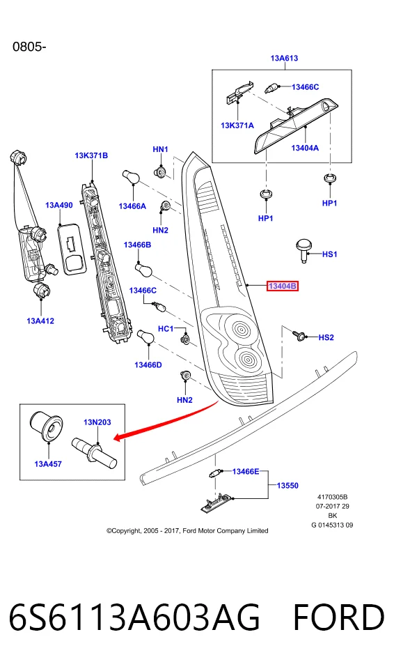  Lampa zespolona tylna lewa Ford Fiesta 
