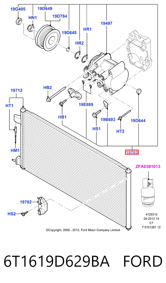 6T1619D629BA Ford Sprężarka klimatyzacji