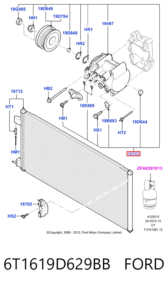 6T1619D629BB Ford Sprężarka klimatyzacji