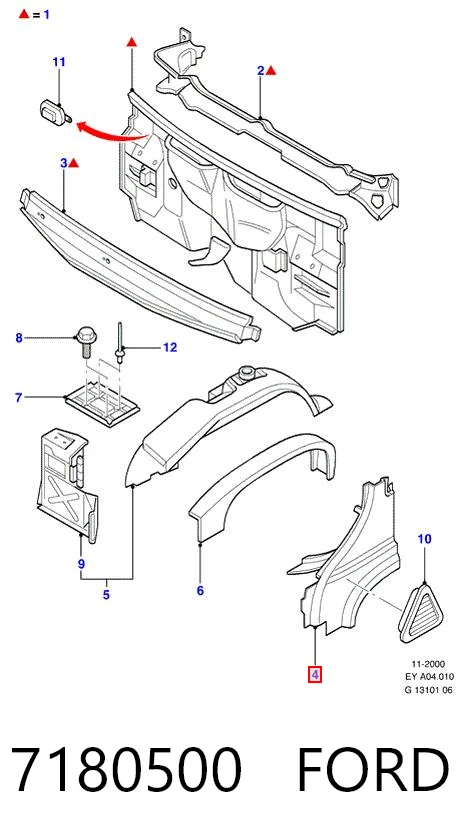 Błotnik przedni prawy do Ford Transit IV E