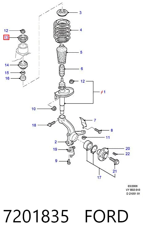 7201835 Ford Tuleja trzpienia amortyzatora przedniego