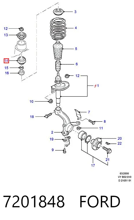 7201848 Ford Poduszka amortyzatora przedniego