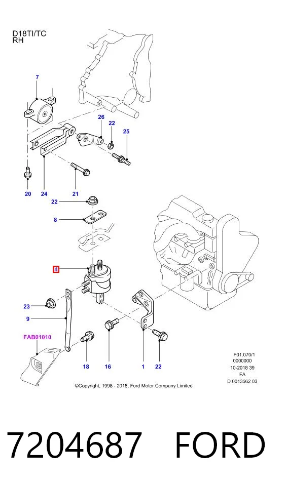 Poduszka (podpora) silnika prawa Ford Escort VI hatchback (GAL) (1992 - 1995) cena, od 56,71 USD
