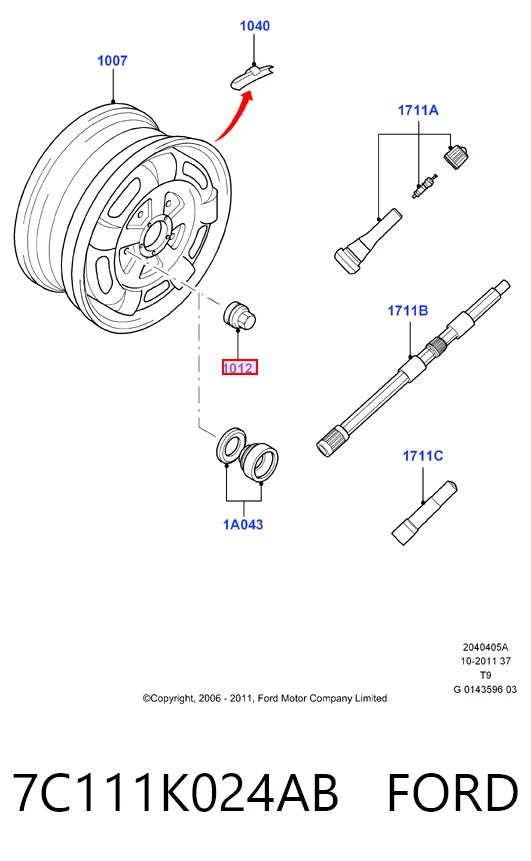 Nakrętka koła Ford Transit VI platforma pokładowa (V347/8) (2006 - 2014) cena, od 5,81 USD