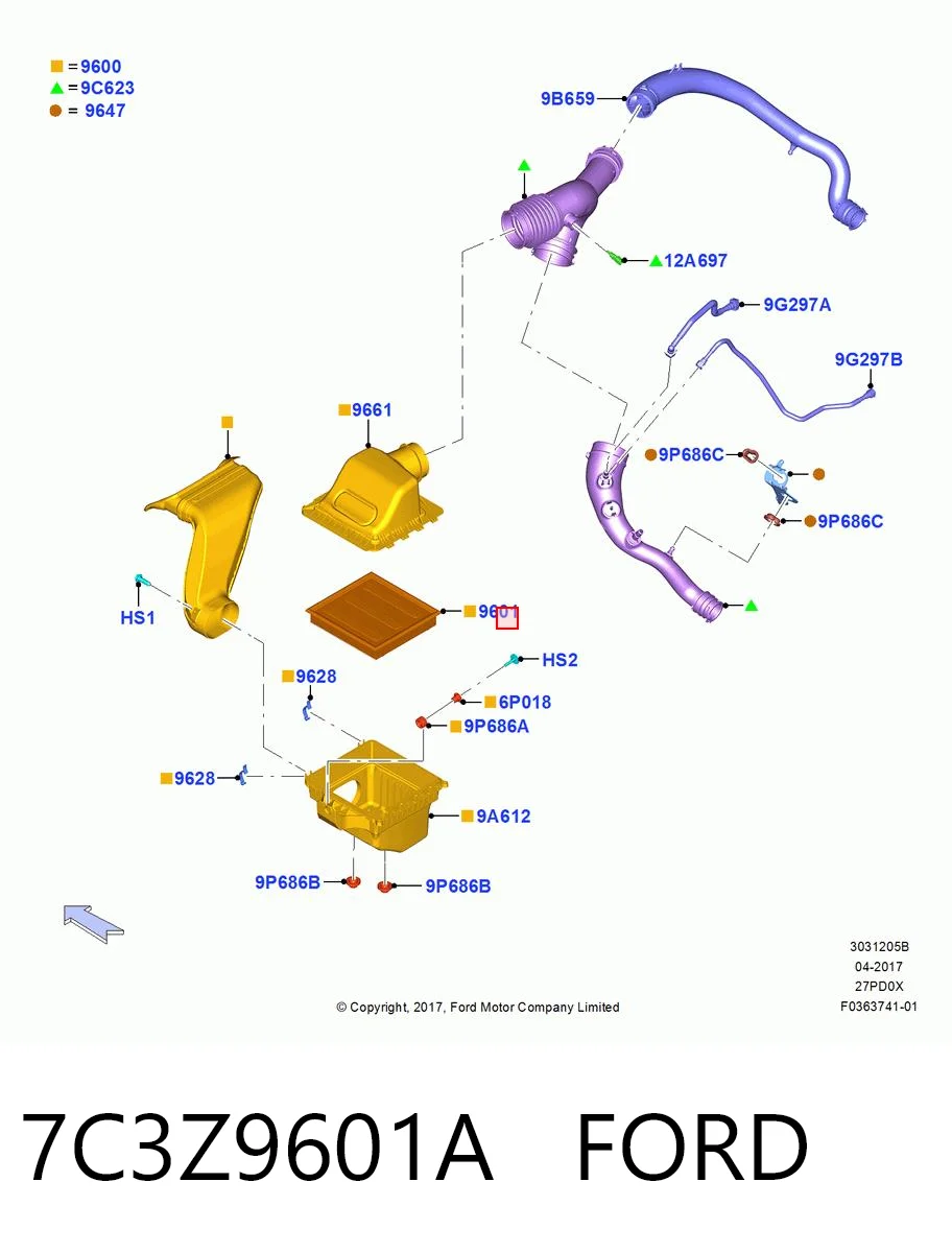 7C3Z9601A Ford Filtr powietrza