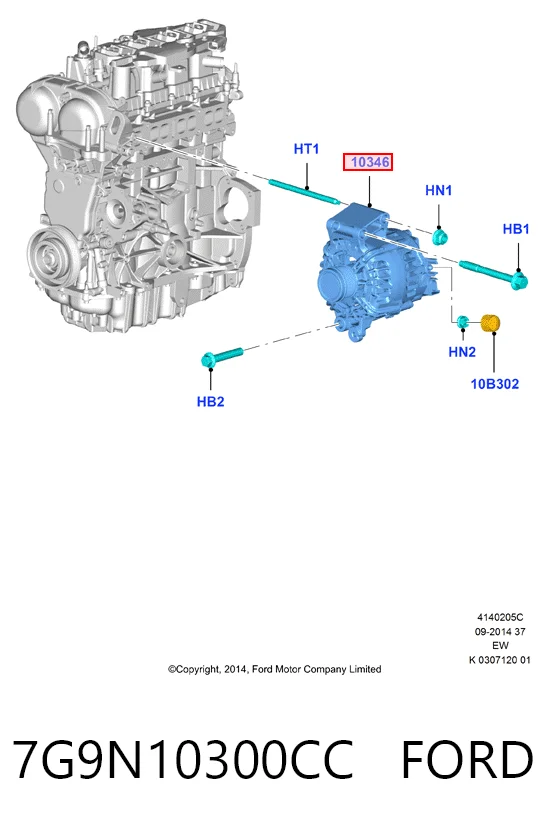 7G9N10300CC Ford Alternator