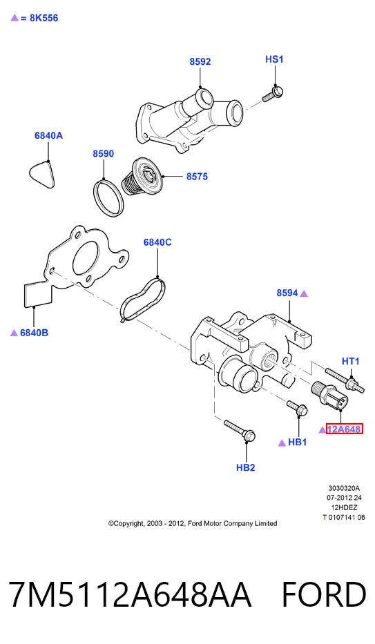 7M5112A648AA Ford Czujnik temperatury płynu chłodzącego