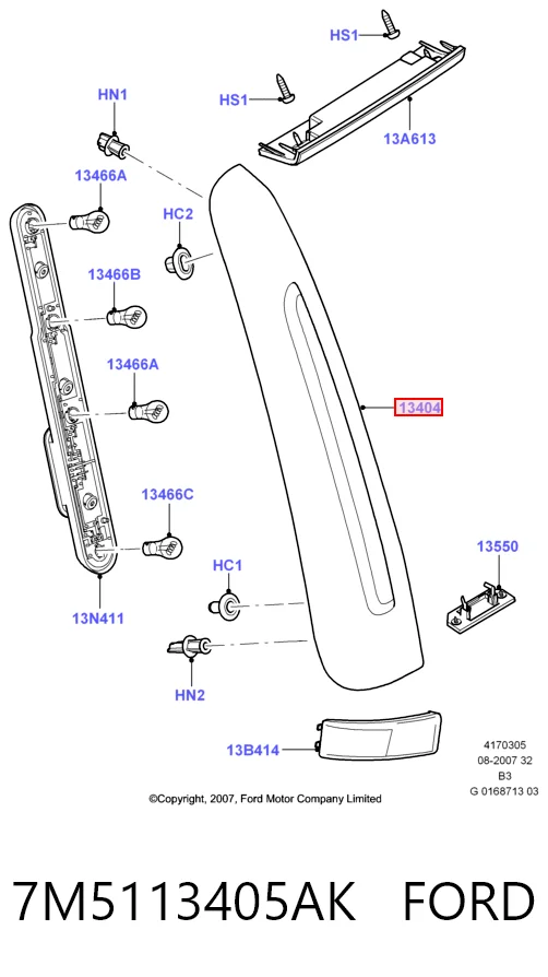 Do koszyka Lampa zespolona tylna lewa Ford C-Max  CB3