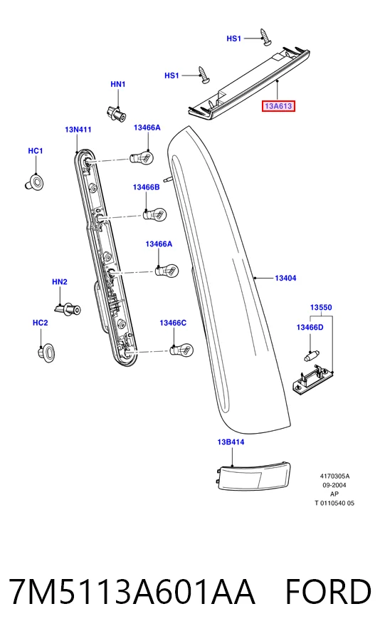 Lampa stop tylna dodatkowa Ford C-Max minivan (DM2) (2003 - 2007) cena, od 44,69 USD