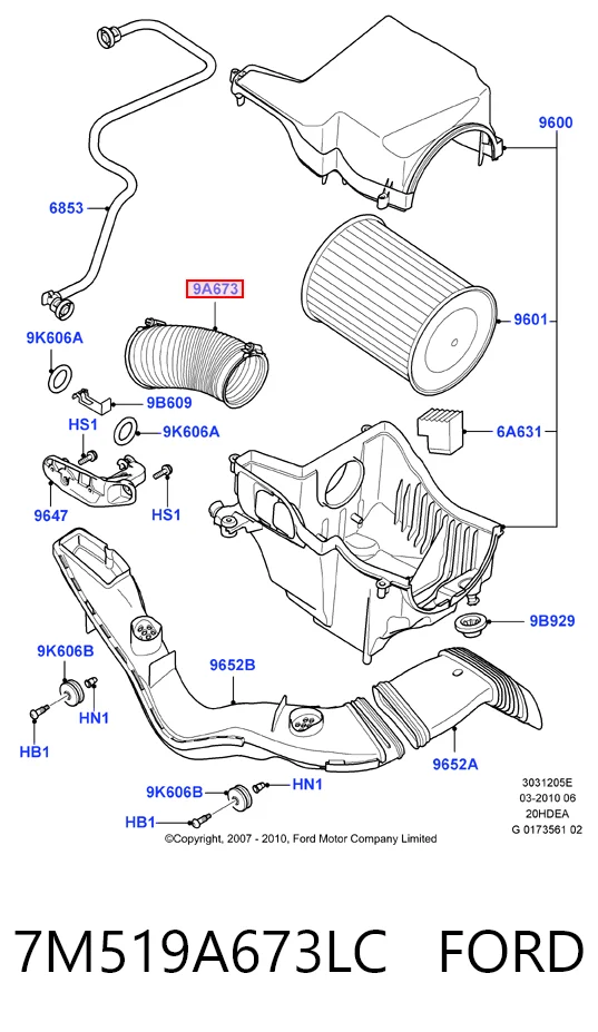 7M519A673LC Ford Króciec powietrza, przepustnicy