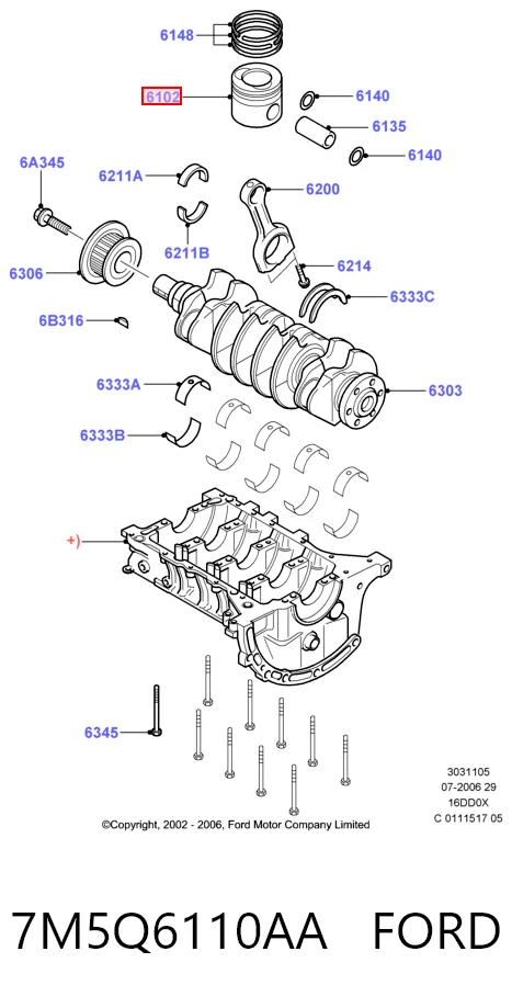 Tłok, komplet do jednego cylindru, STD do Ford Fusion  JU