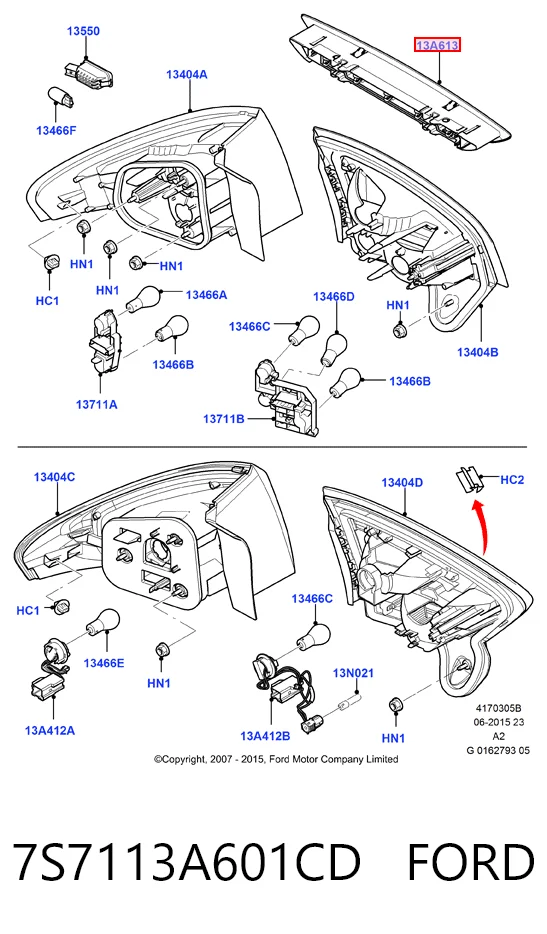 Do koszyka Lampa stop tylna dodatkowa Ford Mondeo IV CA2