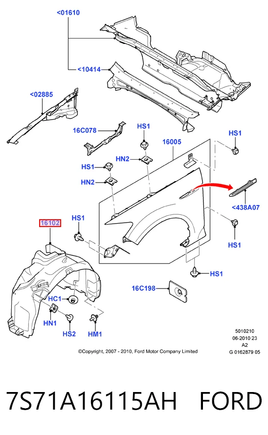 Nadkole błotnika przedniego lewe Ford Mondeo IV sedana (CA2) (2007 - 2014) cena, od 24,99 USD