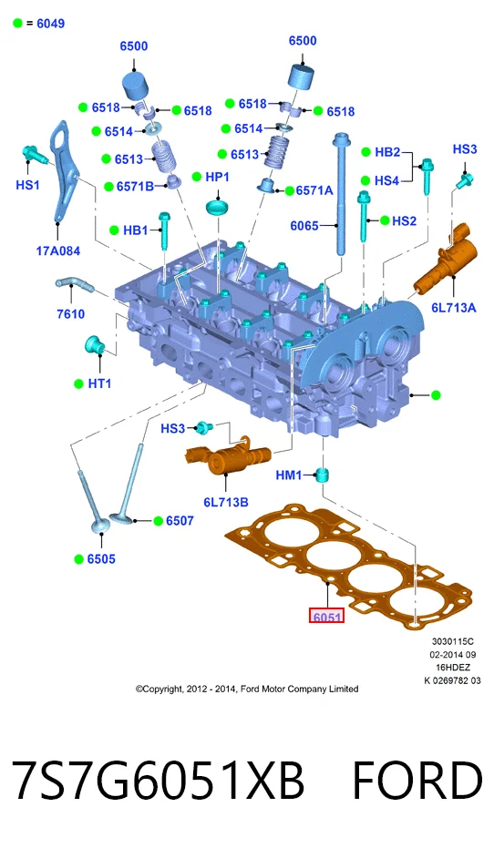 7S7G6051XB Ford Uszczelka głowicy cylindrów