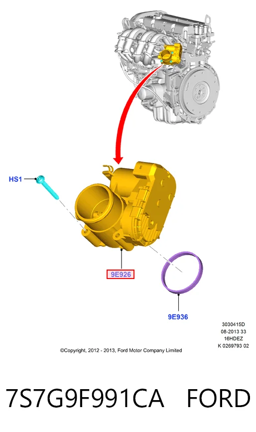 7S7G9F991CA Ford Przepustnica, komplet