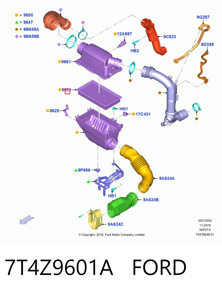 7T4Z9601A Ford Filtr powietrza