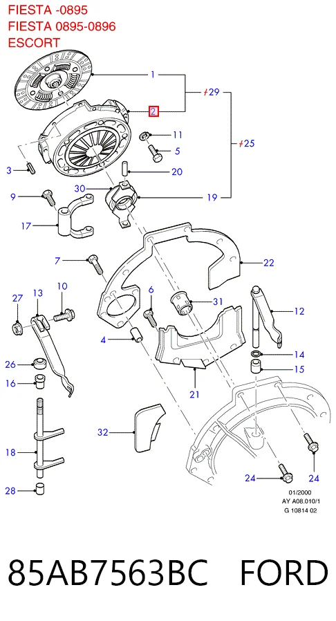 Docisk sprzęgła Ford Orion II sedana (AFF) (1985 - 1990) cena, od 39,21 USD