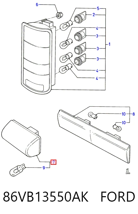86VB13550AK Ford Lampa oświetlenia tylnej tablicy rejestracyjnej