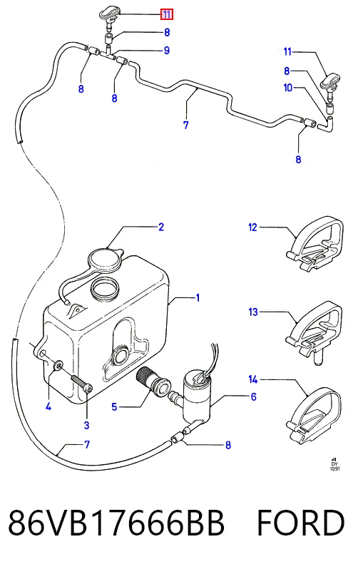 Do koszyka Dysza spryskiwacza szyby przedniej Ford Transit IV T