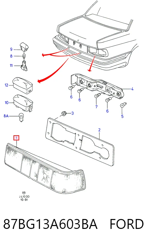 Lampa zespolona tylna lewa do Ford Sierra II GBC,GBG