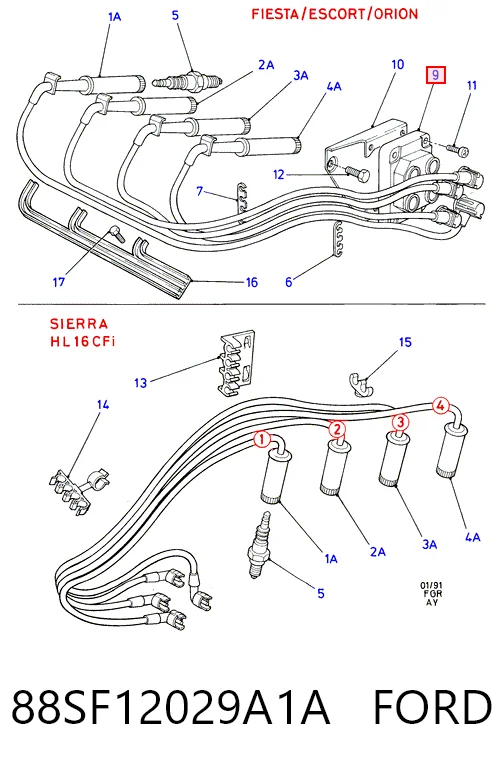 88SF12029A1A Ford Cewka zapłonowa