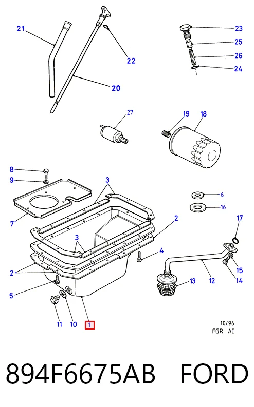 Do koszyka Miska olejowa silnika Ford Transit III V