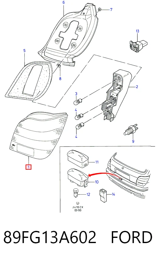 Lampa zespolona tylna prawa do Ford Fiesta Mk3 GFJ