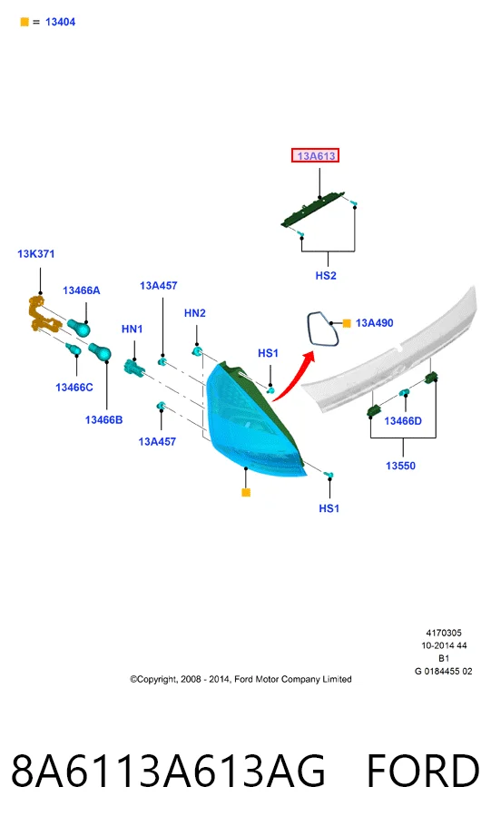8A6113A613AG Ford Lampa stop tylna dodatkowa