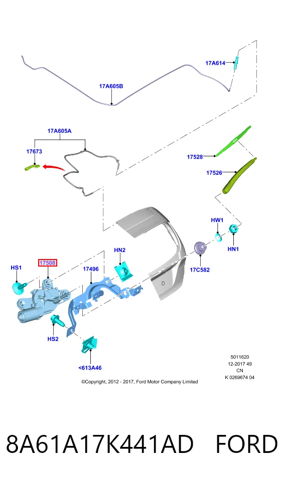 Silniczek wycieraczki tylnej szyby Ford Fiesta Mk6 hatchback (CB1) (2008 - 2016) cena, od 44,48 USD