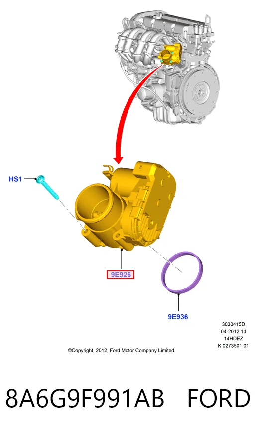 8A6G9F991AB Ford Przepustnica, komplet