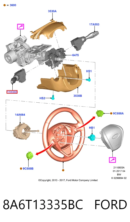 8A6T13335BC Ford Przełącznik zespolony lewy