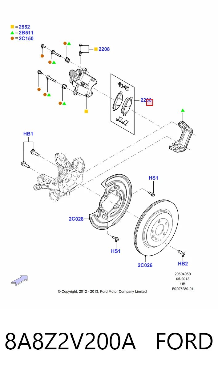 8A8Z2V200A Ford Okładziny (klocki) do hamulców tarczowych tylne