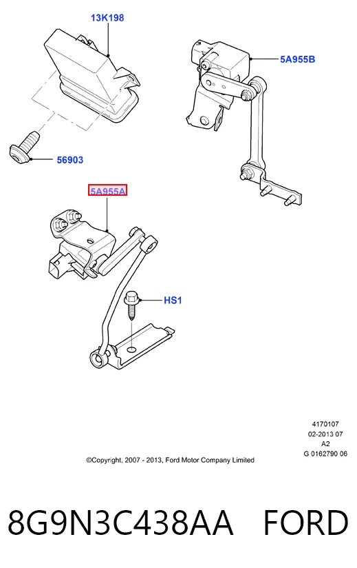 8G9N3C438AA Ford Czujnik położenia pojazdu przedni