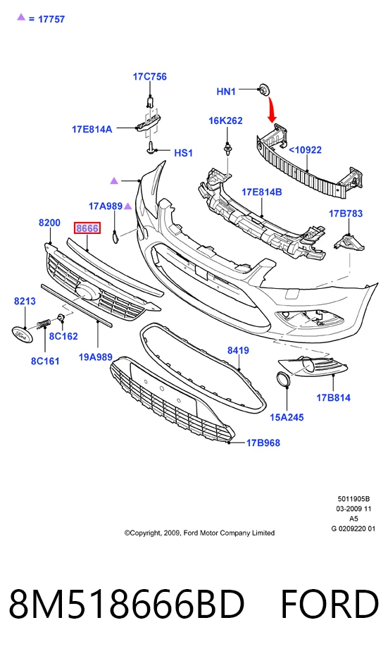 Listwa ochronna maski do Ford Focus II DA, HCP, DP