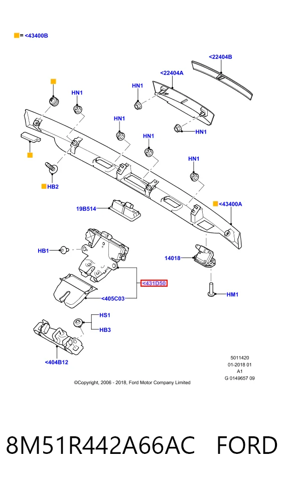 8M51R442A66AC Ford Zamek klapy bagażnika (3/5 drzwi tylnych)