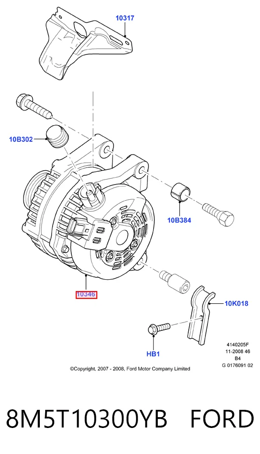 8M5T10300YB Ford Alternator
